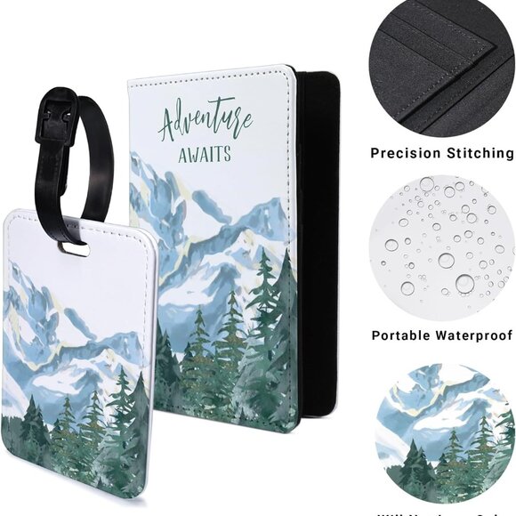 Passport Holder Set,Passport Holder and Luggage Tag,Cover for Men and Women,Wall - Picture 5 of 8